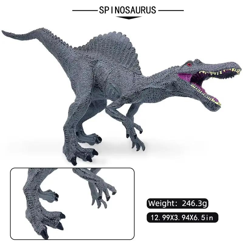 8 Large-Sized Hand-Painted Lifelike Dinosaurs, Length 8-14Inch Cm, Jurassic Tyrannosaurus, Allosaurus, Brachiosaurus, Parasaurolophus, Diplodocus, Spinosaurus, Triceratops, Ornament Collection Models