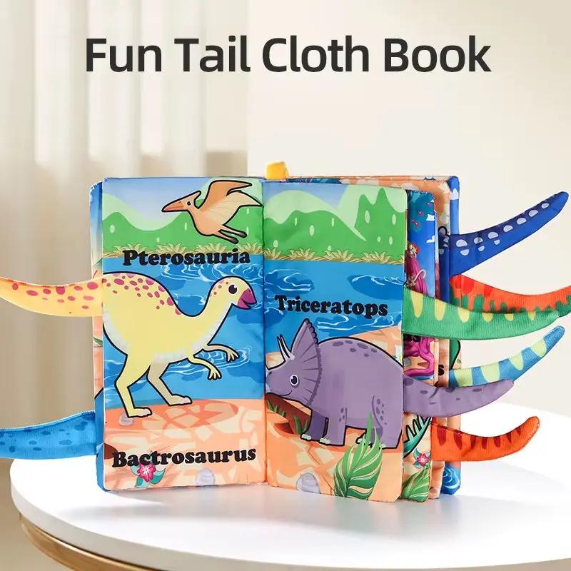 Baby Cloth Book 6 Page Dinosaur Series 0-3 Year Old Infant Parent-Child Interaction Tail Cloth Book Baby Toys Newborn Gift