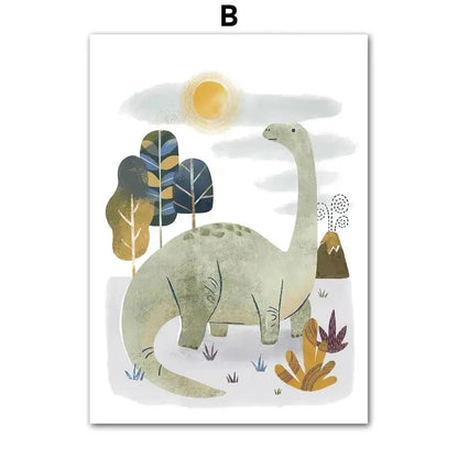 Dinosaur Brachiosaurus Tyrannosaurus Triceratops Wall Art Canvas Painting Nordic Posters and Prints Picture Baby Kids Room Decor