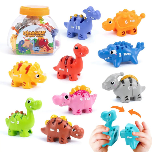 Dinosaur Matching Game Toy Number&Letter Matching Color Sorting Fine Motor Skill Sensory Montessori Toy Toddlers for Kids Gifts
