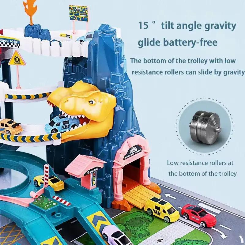 Electric Dinosaur Mountain Track Car Adventure Game Racing Rail Car Toys Track Interactive Train Children'S Educational Toys