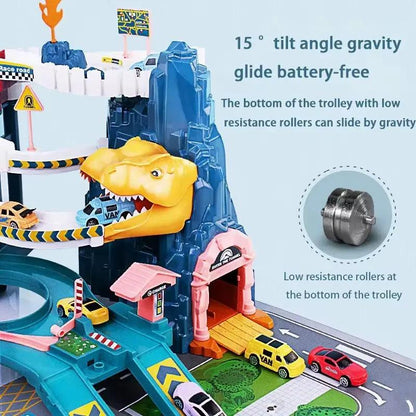 Electric Dinosaur Mountain Track Car Adventure Game Racing Rail Car Toys Track Interactive Train Children'S Educational Toys