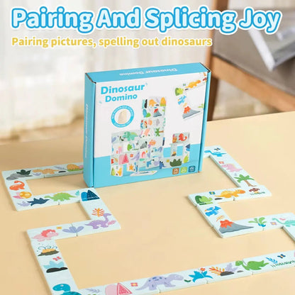 Kids Educational Dinosaur Domino Matching Exercise Fine Motor Hand-Eye Coordination Stacking Building Blocks Montessori Toys