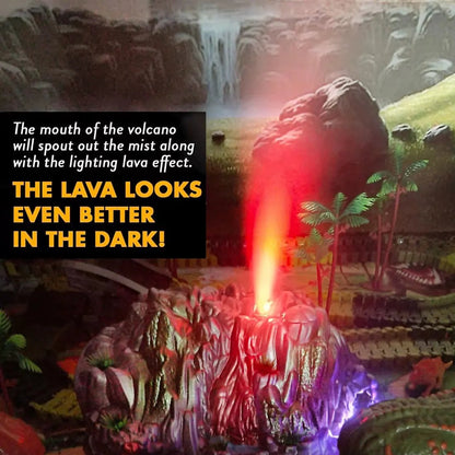 Dinosaur Toys for Kids Mist-Spouting Volcano and Climbing Track Train Kit Toys for Boys/Girls Home Schoolers Gift for Party Deco