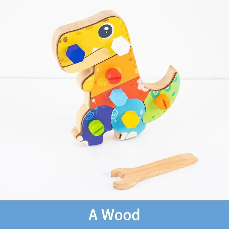 Dinosaur Screwdriver Board Montessori Toys Fine Motor Skills Sensory Screw Nut Busy Board Activity Educational Wooden Kids Toys