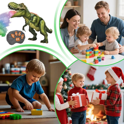 RC Walking Dinosaur Robot with Light & Spray - Interactive Toy for Backyard, Classroom & Outdoor Play - Realistic Animal Figure
