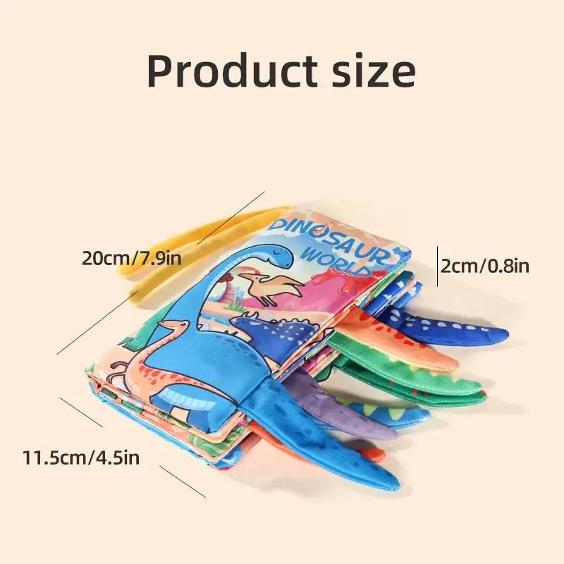 Baby Cloth Book 6 Page Dinosaur Series 0-3 Year Old Infant Parent-Child Interaction Tail Cloth Book Baby Toys Newborn Gift