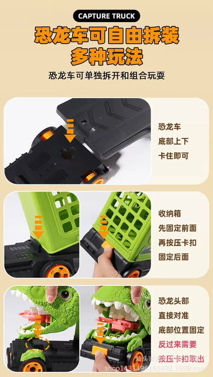 Children'S Simulation Dinosaur Sliding Vehicle Toy with Foldable Dinosaur Eggs DIY Set Educational Playset for Kids