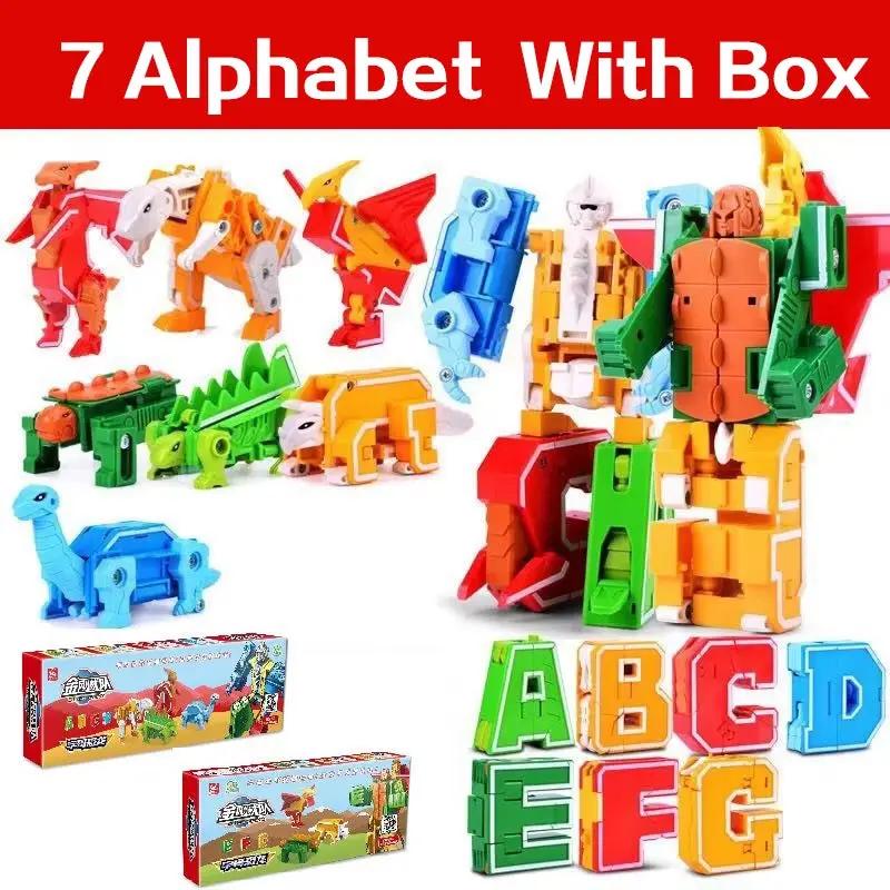 GUDI Assemble Robots Transformation Building Blocks Action Figure Car Model Deform Number Letters Alphabet Math Educational Toys