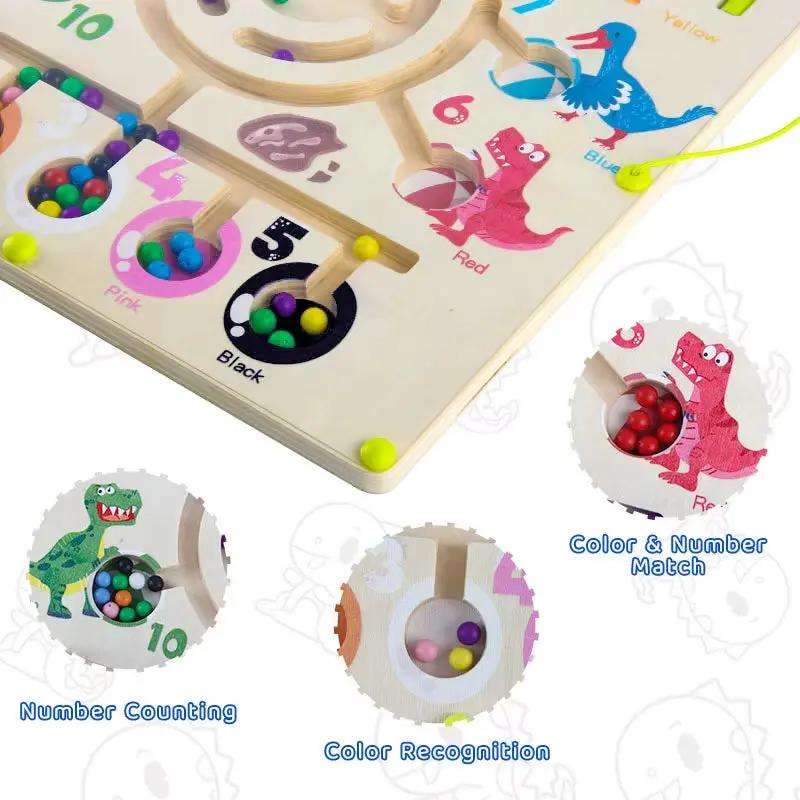 Dinosaur Maze Toy, Magnetic Pen Training, Color and Shape Classification Cognition, Baby Gift.Table Games