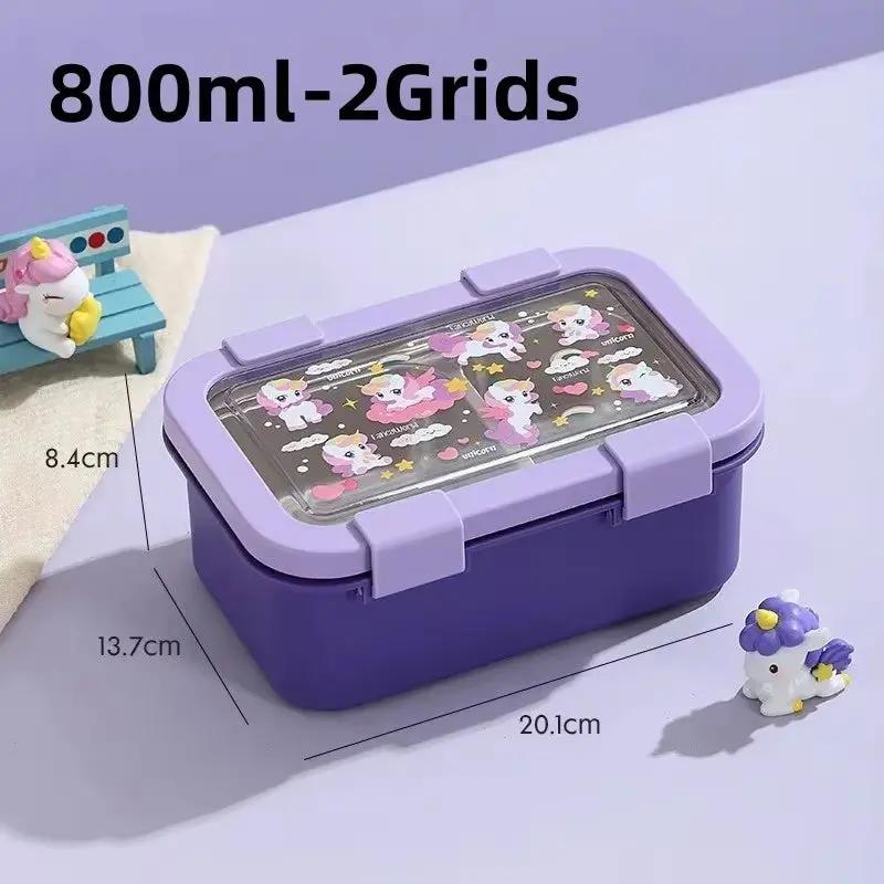 Cartoon Lunch Box Stainless Steel Compartment Bento Box Microwave Available Food Container Students Office Worker Portable Bento