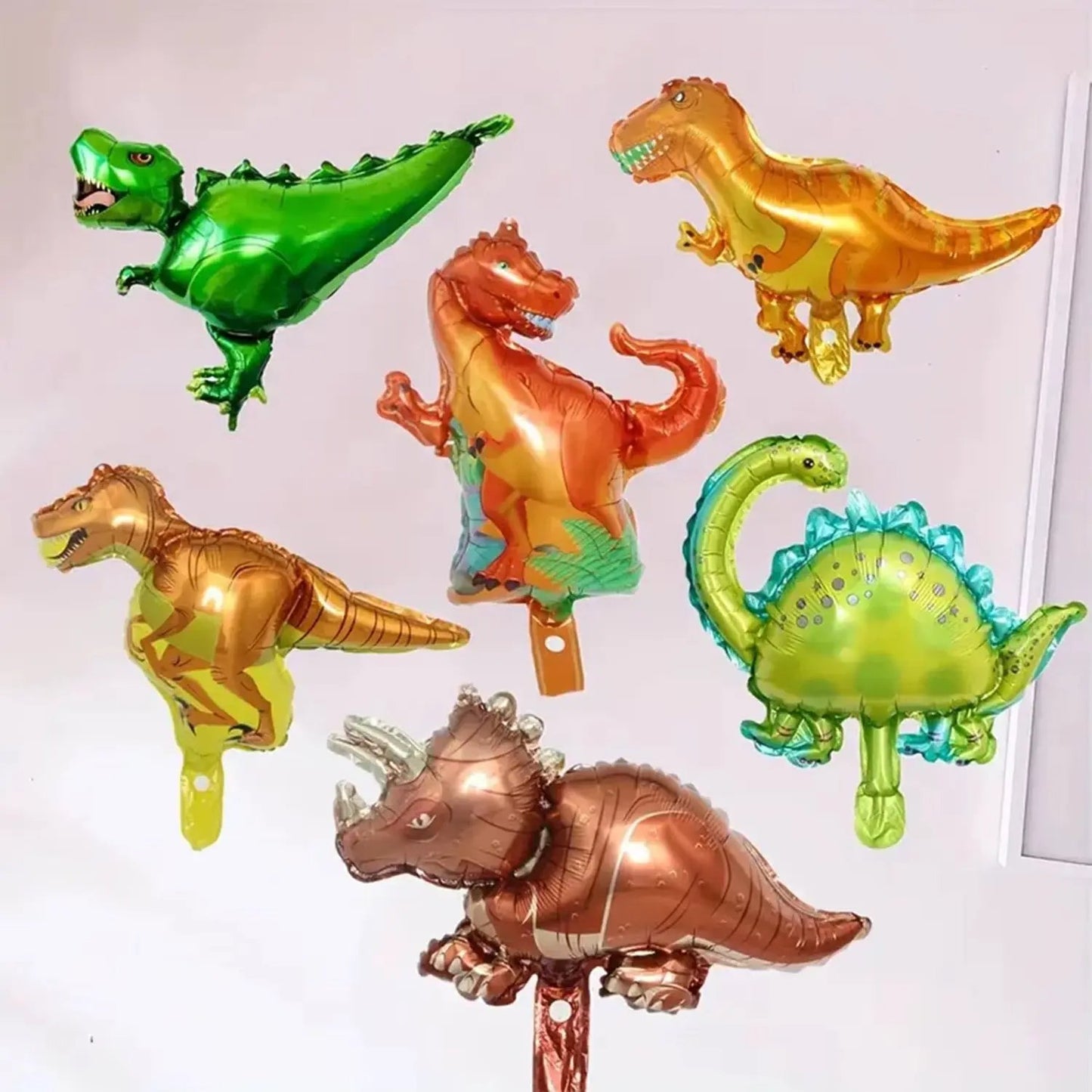 6Pcs Mini Dinosaur Tyrannosaurus Rex Triceratops Balloon Set Jurassic Jungle Dinosaur Theme Boys Birthday Party Decoration