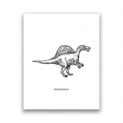 Dinosaur Sketch Paleontology Wall Art Canvas Painting Dinosaur Nordic Poster Print Wall Picture for Boy Kids Room Playroom Decor