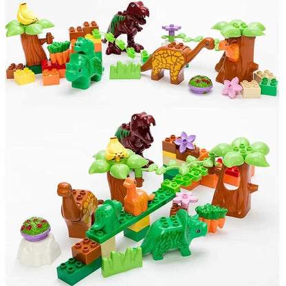 40PCS Dinosaur Valley Building Blocks Set Large Particle Animal Dinosaur World Model Toy Bricks Compatible with Children'S Toys