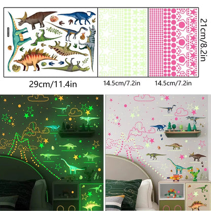 Luminous Dinosaur Wall Sticker for Kids Room Decals Glow in the Dark Removable Dino Glowing Luminous Stickers Children'S Bedroom