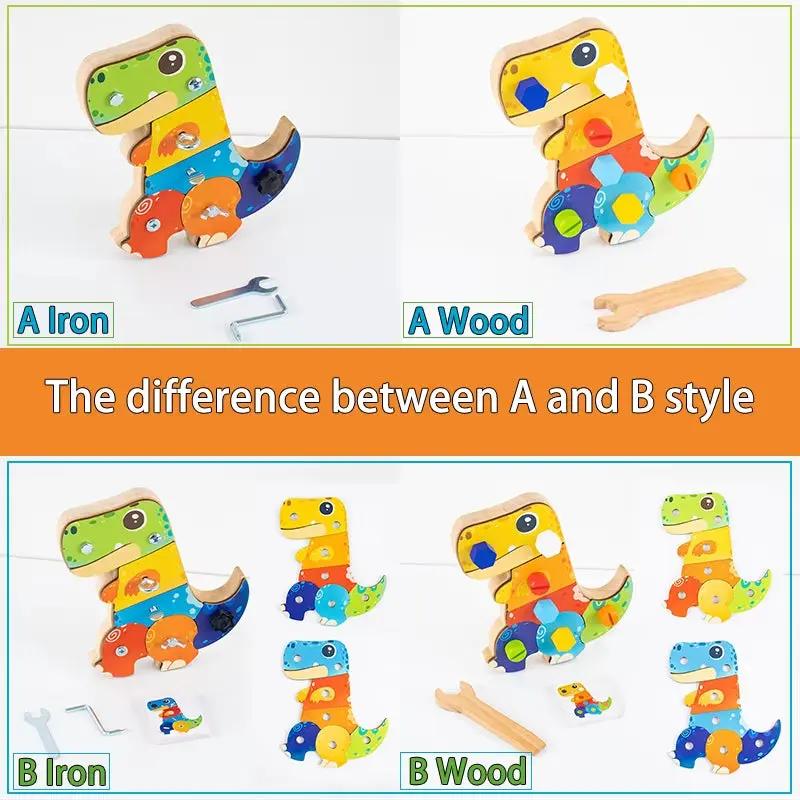 Dinosaur Screwdriver Board Montessori Toys Fine Motor Skills Sensory Screw Nut Busy Board Activity Educational Wooden Kids Toys