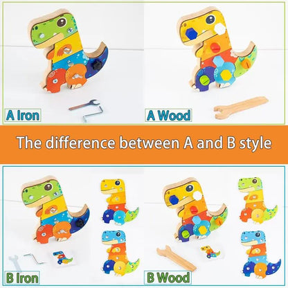 Dinosaur Screwdriver Board Montessori Toys Fine Motor Skills Sensory Screw Nut Busy Board Activity Educational Wooden Kids Toys