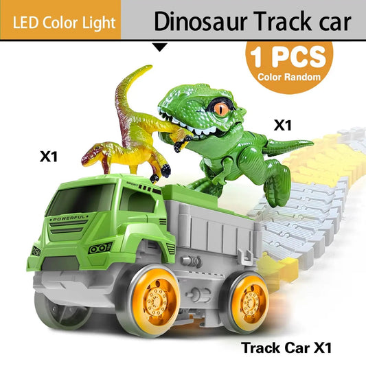 Magical Race Track Dinosaur Car Rail Racing Electronic Car Toys Flexible Track Toy Cars Educational Toys for Boys Birthday Gift