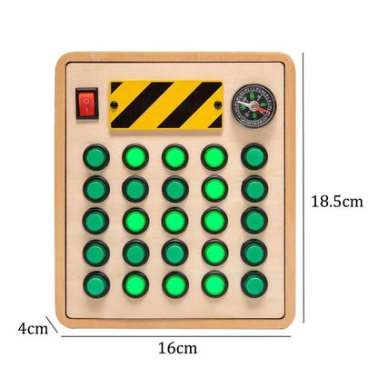 Montessori Busy Board Sensory Toys Wooden with LED Light Switch Control Board Travel Activities Children Games for 2-4 Years Old