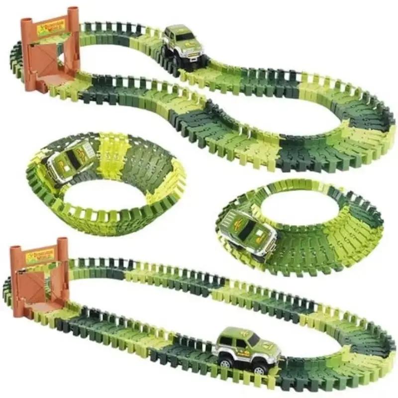 Ultimate Dinosaur 360 Track Set New DIY Assembly Jurassic Dinosaur Track Set Electric Dinosaur Track Car Toy Set