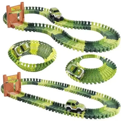 Ultimate Dinosaur 360 Track Set New DIY Assembly Jurassic Dinosaur Track Set Electric Dinosaur Track Car Toy Set