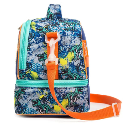 Kids Dual Compartment Tote Lunch Bag for Boys Kids Cooler Insulated Toddler Lunch Bag Box