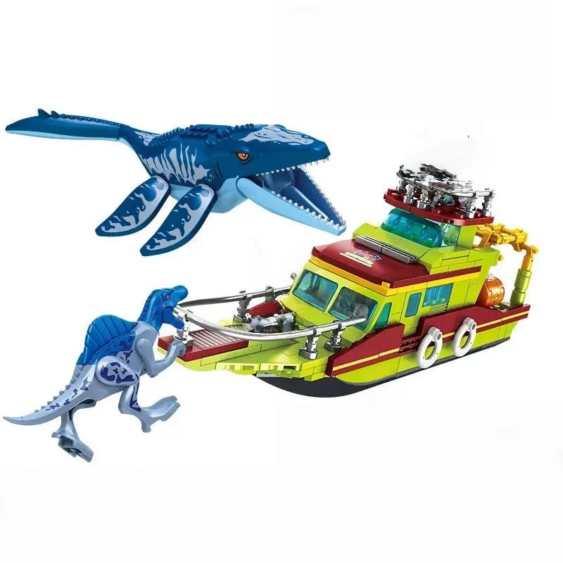 Jurassic Dinosaur Rescue Adventure Building Set with Movable T-Rex Figure Sturdy Tree House & Rescue Truck Model Building Blocks