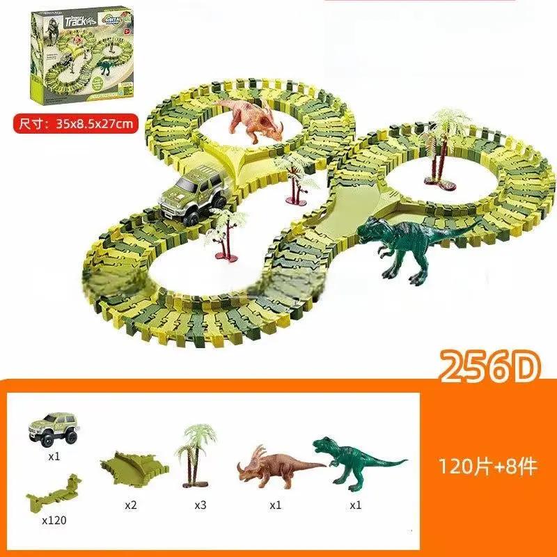 Ultimate Dinosaur 360 Track Set New DIY Assembly Jurassic Dinosaur Track Set Electric Dinosaur Track Car Toy Set