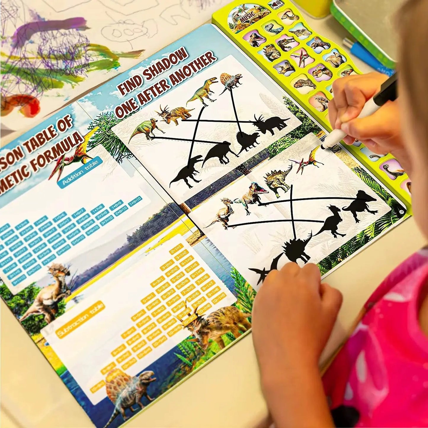 Children'S Dinosaur Busy Book, with Sounds,Names and Realistic Sounds Interactive Dinosaur Toys, Gifts for Boys and Girls