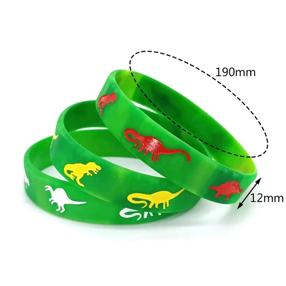 12/24/30Pcs Dinosaurs Silicone Wristbands Dinosaur Bracelet Dinosaur Party Favors Jurassic Themed Birthday Party Decoration