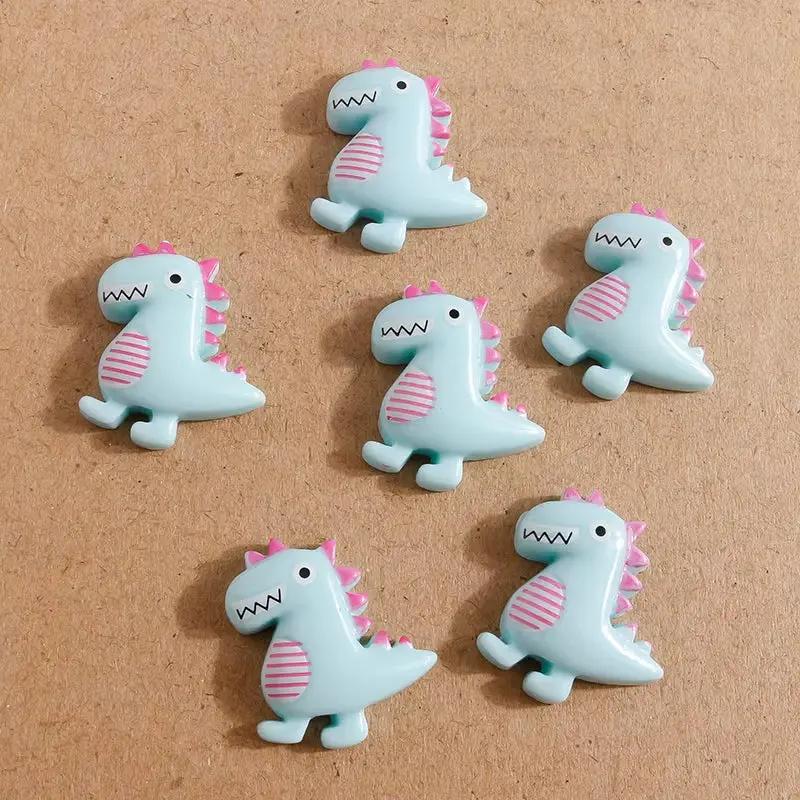10Pcs 21*19Mm Cute Resin Dinosaur Flatback Cabochon Scrapbooking for Girls DIY Hairpin Headband Embellishments Birthday Gifts