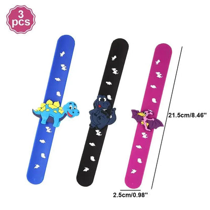 Dinosaur Party Goodie Bags Fillers Tattoo Keychain Rubber Slap Bracelet Dino Ring Kids Dinosaur Birthday Party Supplies Gift Toy