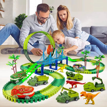 Children Electric Magic Climbing Dinosaur Track Toy Engineering Car Kids Track Car Train Toys for Children Birthday Gift