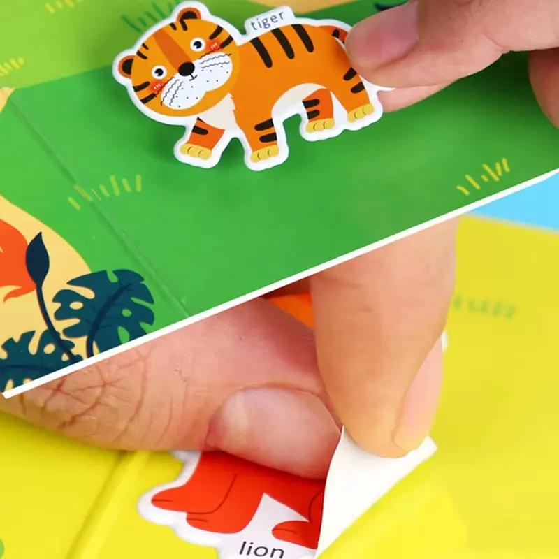 Portable Handheld Scene Sticker Books Cognitive Game Toys Animal Dinosaur Quiet Book Children Montessori Early Education Gifts
