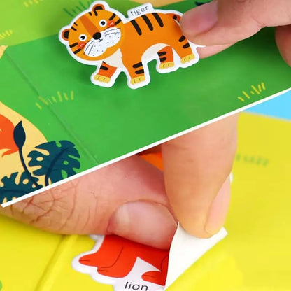 Portable Handheld Scene Sticker Books Cognitive Game Toys Animal Dinosaur Quiet Book Children Montessori Early Education Gifts