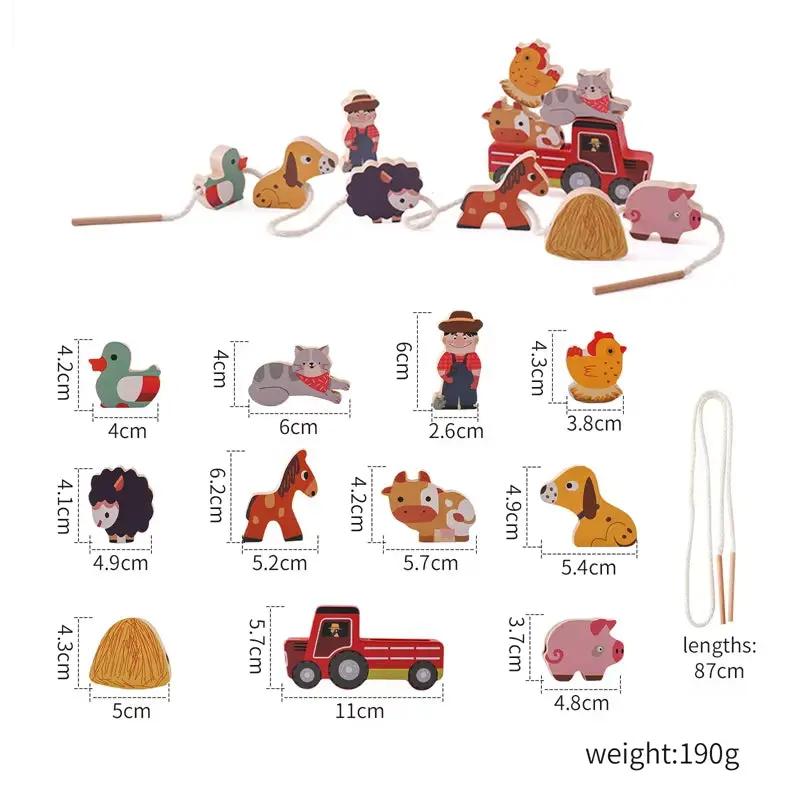 Children Montessori Wooden Toys Dinosaur Car Animal Park Barn Toy Wooden Stacking Game Kid Educational Toy Christmas Gift