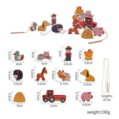 Children Montessori Wooden Toys Dinosaur Car Animal Park Barn Toy Wooden Stacking Game Kid Educational Toy Christmas Gift