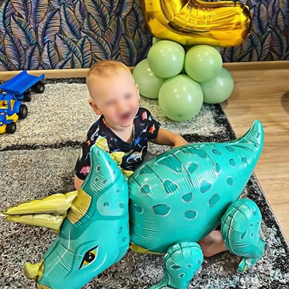 3D Standing Large Foil Dinosaur Tyrannosaurus Balloons Kids Dinosaur Birthday Party Decoration Inflatable Safari Favors Supplies