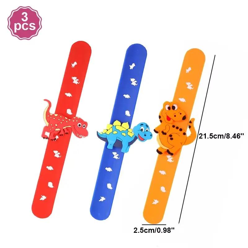 Dinosaur Party Goodie Bags Fillers Tattoo Keychain Rubber Slap Bracelet Dino Ring Kids Dinosaur Birthday Party Supplies Gift Toy