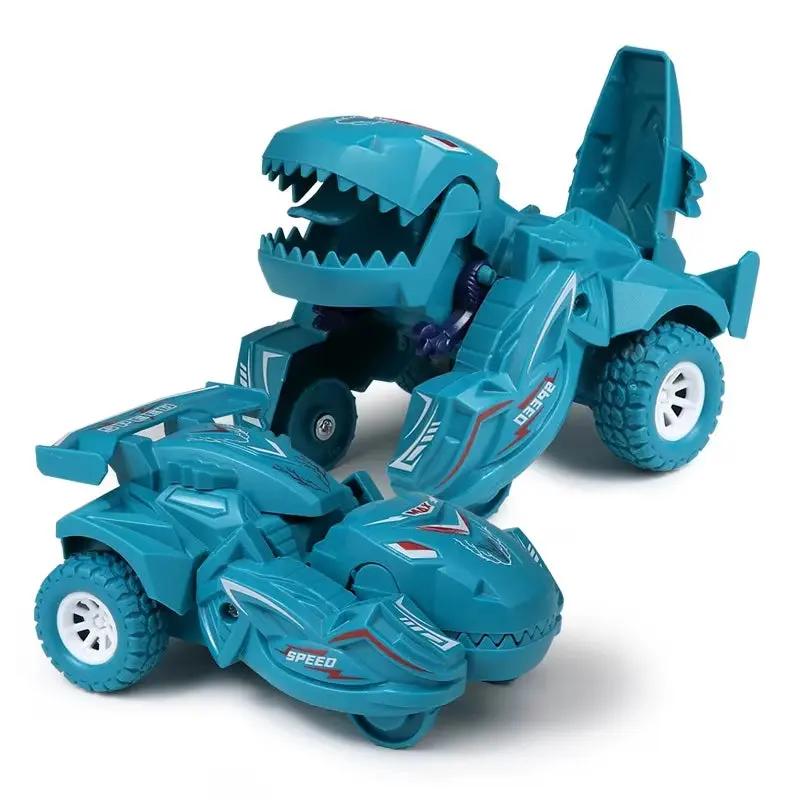 2 in 1 Dinosaur Deformation Car Model Toy for Boys One Step Action Collision Transformation Mini Vehicles Toy Gift for Children