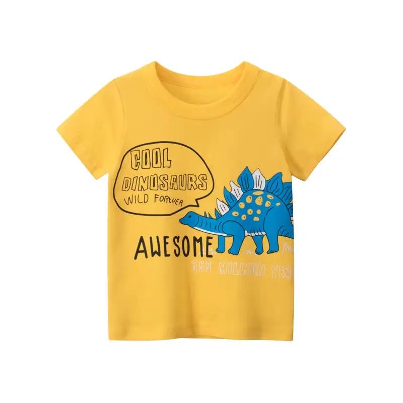 2 3 4 5 6 7 8 Years Kids Boys Clothes 100% Cotton Short Sleeve T-Shirts Dinosaur Cartoon Children Clothes Kids Summer Clothing