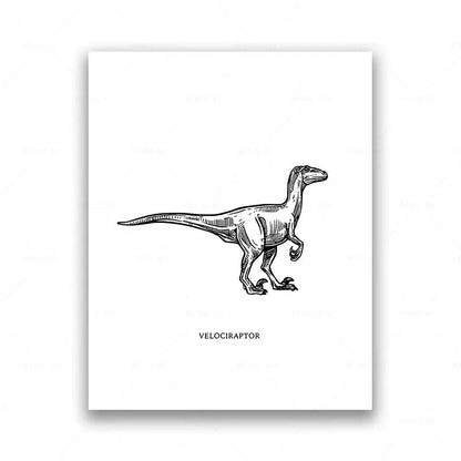 Dinosaur Sketch Paleontology Wall Art Canvas Painting Dinosaur Nordic Poster Print Wall Picture for Boy Kids Room Playroom Decor