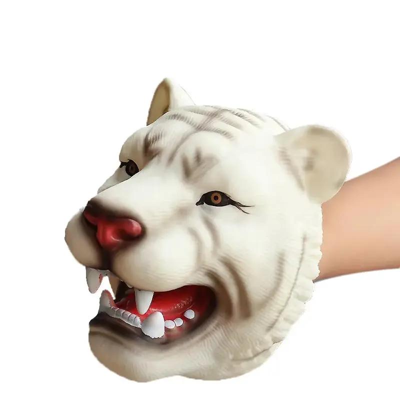 Hand Puppets Dinosaur Head Model Toy T-Rex Dino Jurass Shark Tiger Park Dolls Dinosaur Worlds Soft Plush Toy for Boys Kids Gifts