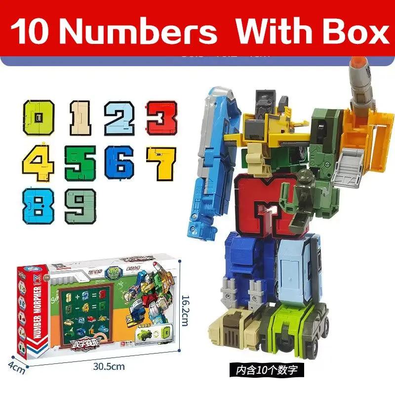 GUDI Assemble Robots Transformation Building Blocks Action Figure Car Model Deform Number Letters Alphabet Math Educational Toys
