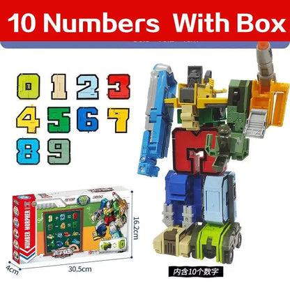GUDI Assemble Robots Transformation Building Blocks Action Figure Car Model Deform Number Letters Alphabet Math Educational Toys