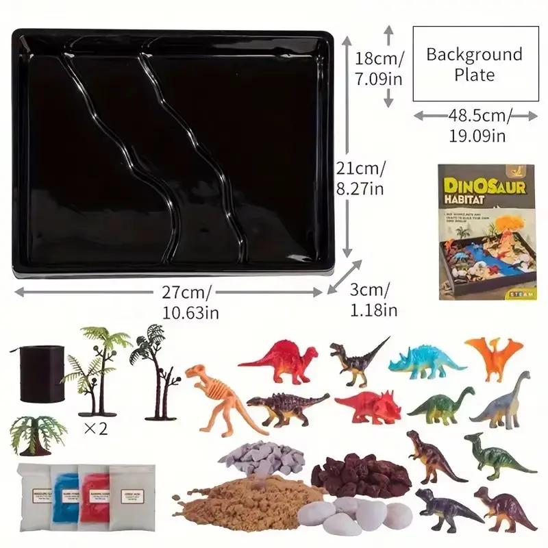 Dinosaur Habitat Experiment Set With,Encourages Creativity,Dinosaur Models to Develop Hands-On Skills,Jurassic Dinosaur Toys Set