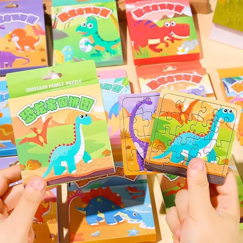 10 Boxes Cartoon Jungle Dinosaur Theme Paper Jigsaw Puzzle Toys for Kids Boy Birthday Party Favors Pinata Fillers School Prizes