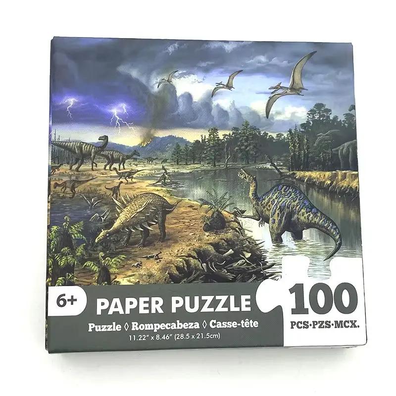 100 Pieces Jigsaw Puzzle Assembling Picture Cartoon Animals Dinosaurs Decompression Puzzles Toy Educational Gifts