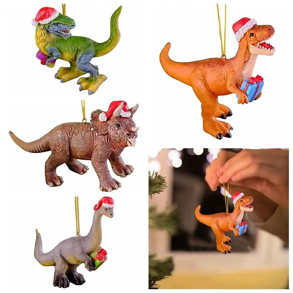 2D Acrylic Dinosaur Pendant Dinosaur Acrylic Xmas Tree Dragon Ornaments Cute Eye-Catching Dinosaur Car Mirror Pendant Office