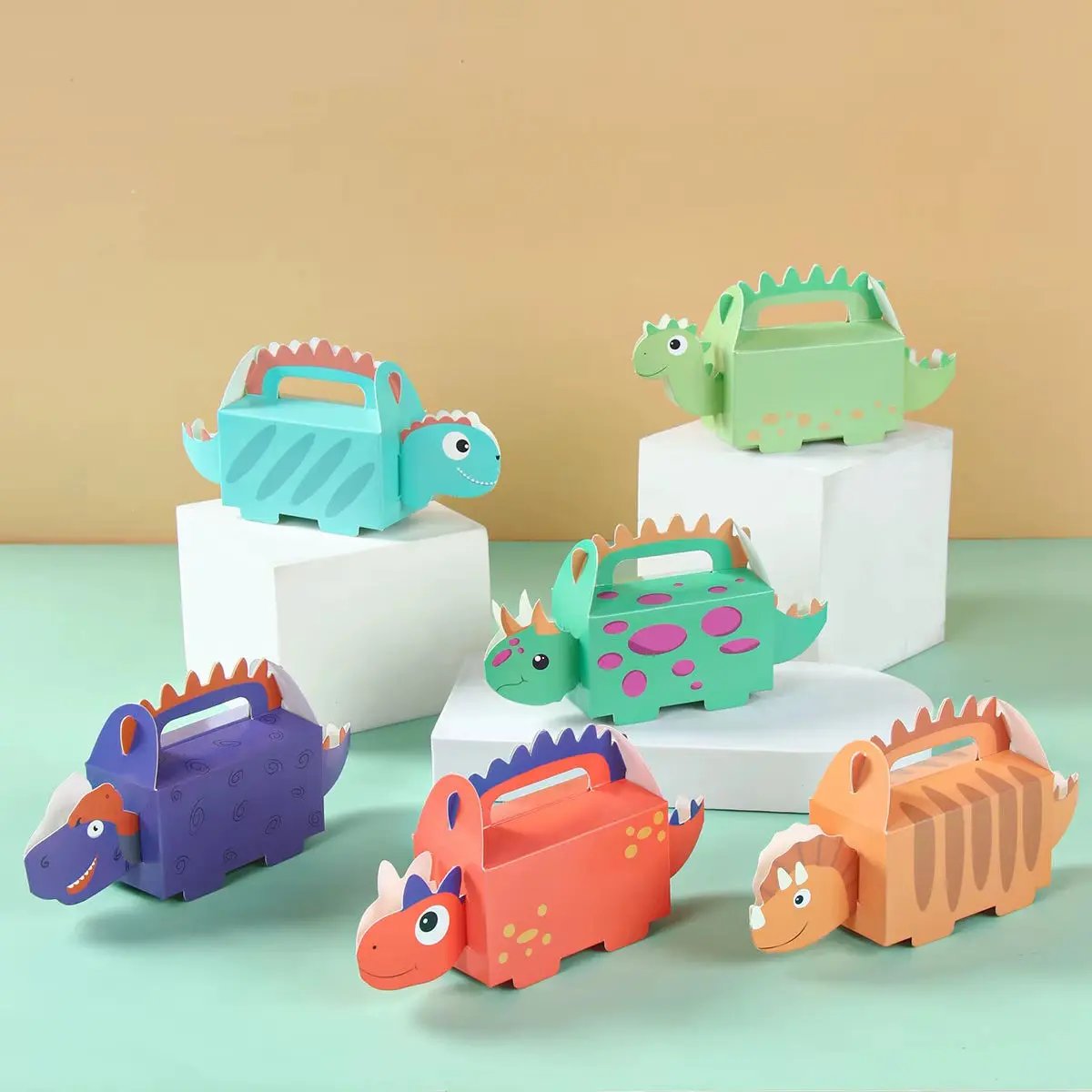 6Pcs Dinosaur Candy Boxes Happy 1St Birthday Party Decoration Kids Gifts Packaging Box Dino Baby Shower Supplies Box Bag